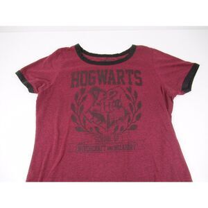 Harry Potter Hogwarts School of Witchcraft Wizardry Large Maroon‎ T-Shirt a2